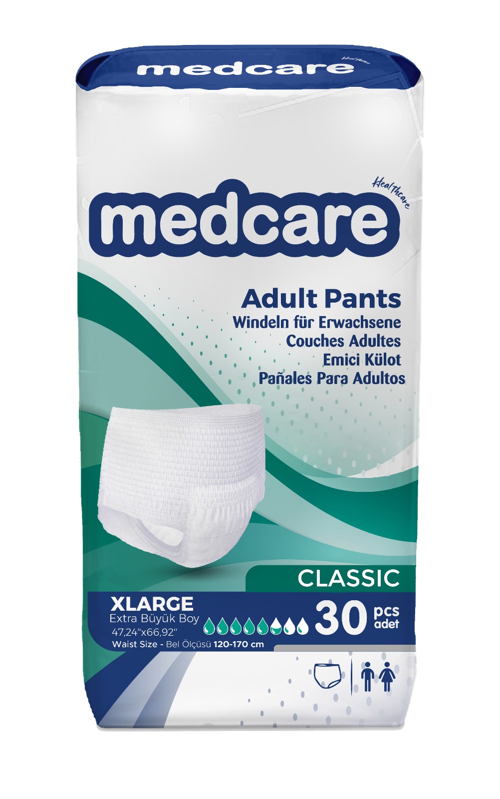 Підгузки-трусики для дорослих Medcare Classic Extra Large (XL), 30 шт